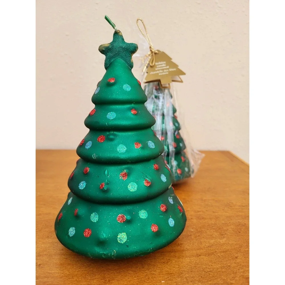 Pair of Pier 1 Imports‎ Christmas Tree Candles 'Almost Vintage 2008' Deadstock